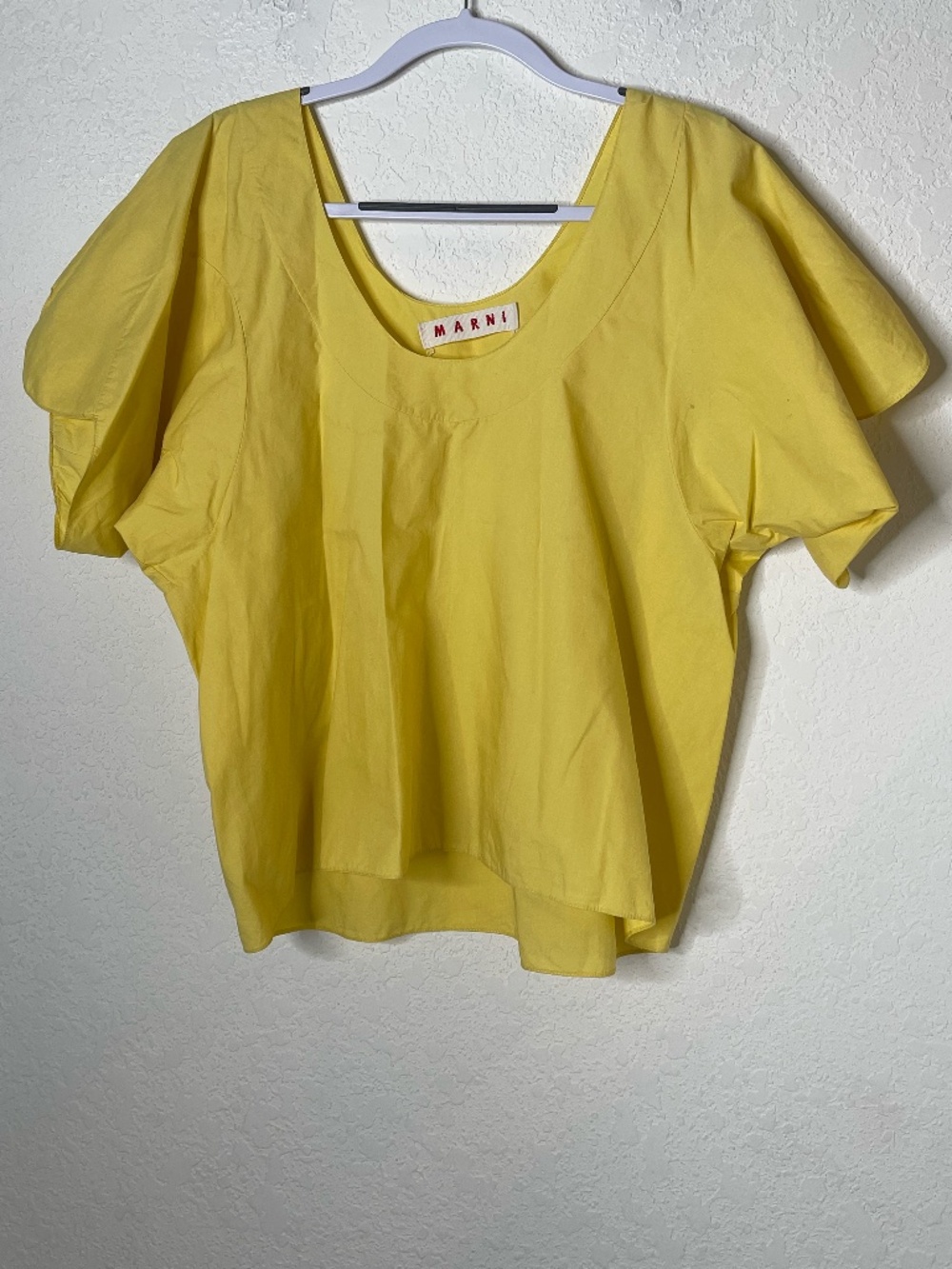 MARNI Womens IT 46 Yellow Oversized Draped Sculptural Blouse Top Avant Garde